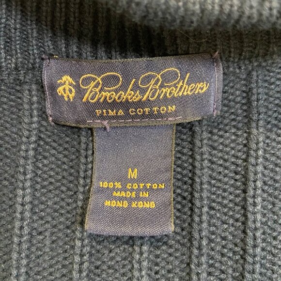 Brooks Brothers Pima Cotton Ribbed Full-Zip Knit Cardigan Sweater Navy Men’s Med - Picture 8 of 15